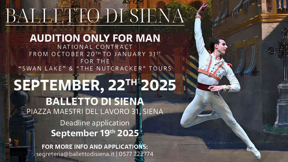 Audition Balletto di Siena Is Looking for Male Dancers