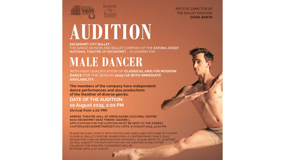Kecskemet City Balett Is Looking For Male Dancers